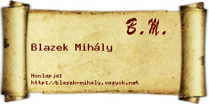 Blazek Mihály névjegykártya